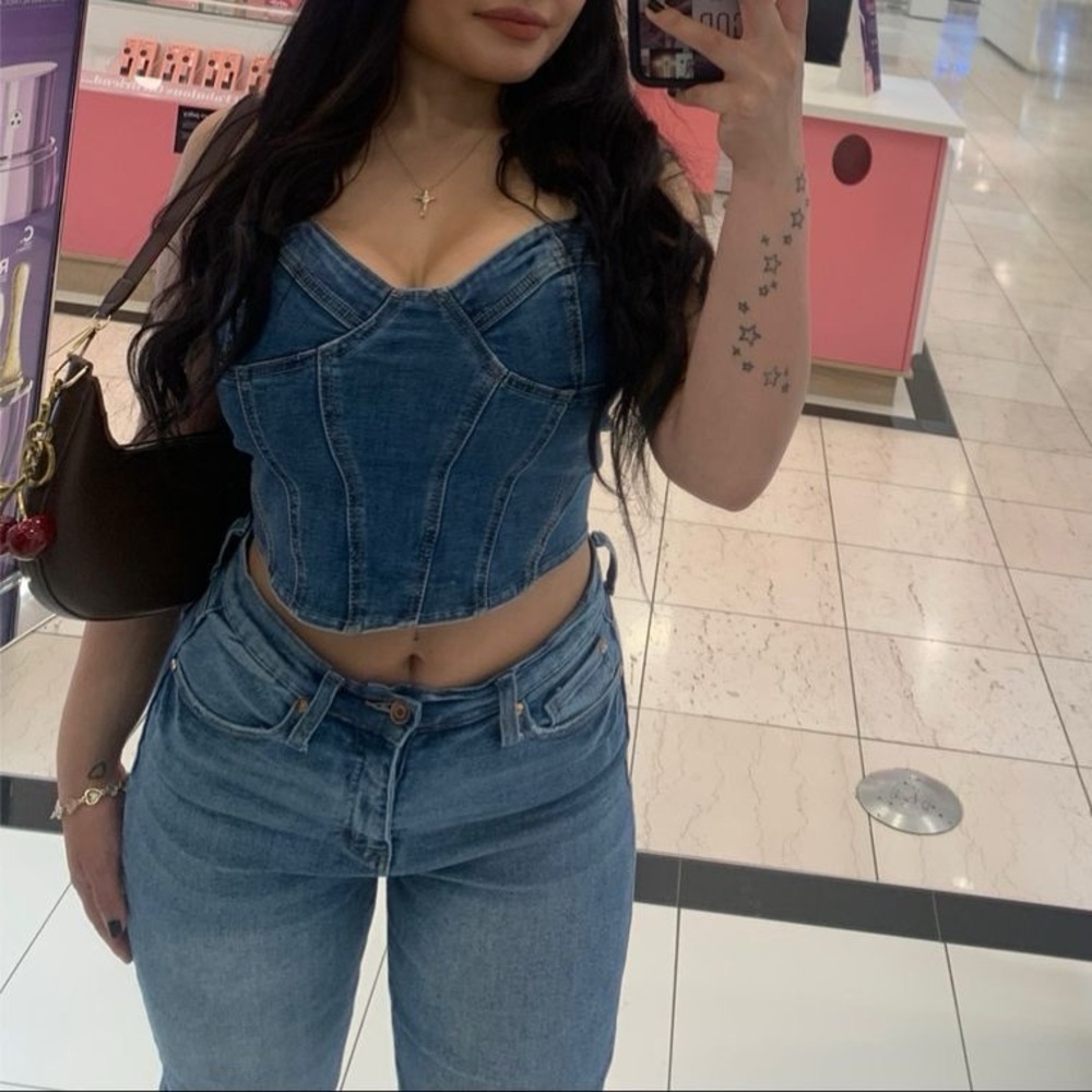 Refuge Denim Blue Corset Top